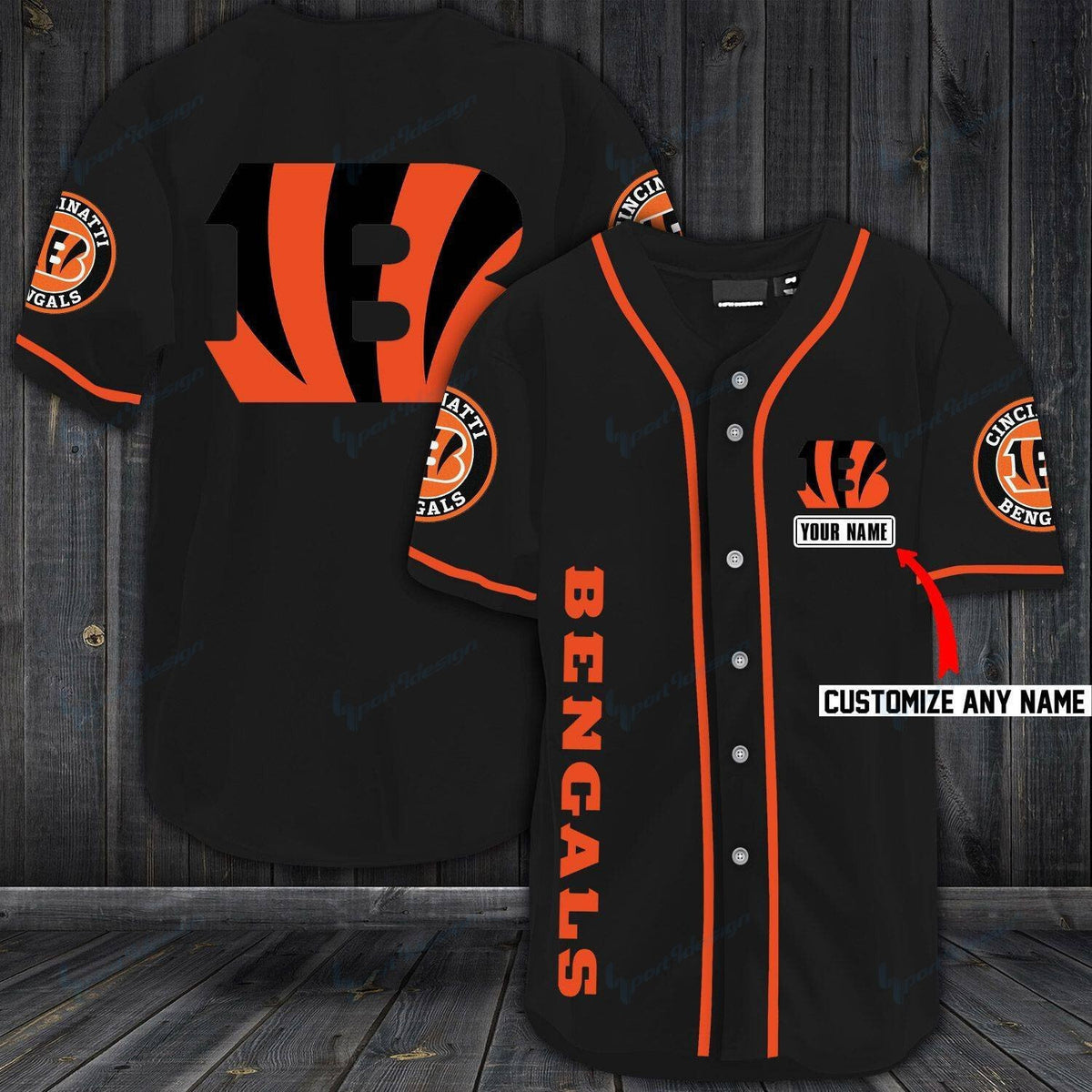 Cincinnati Bengals Personalized Baseball Jersey 598
