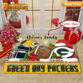 Green Bay Packers Christmas Rubber Base Doormat - Custom Name GR855