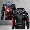 Kansas City Chiefs Premium & Ultra-Thick Leather Jacket with Fleece Hood KC82582