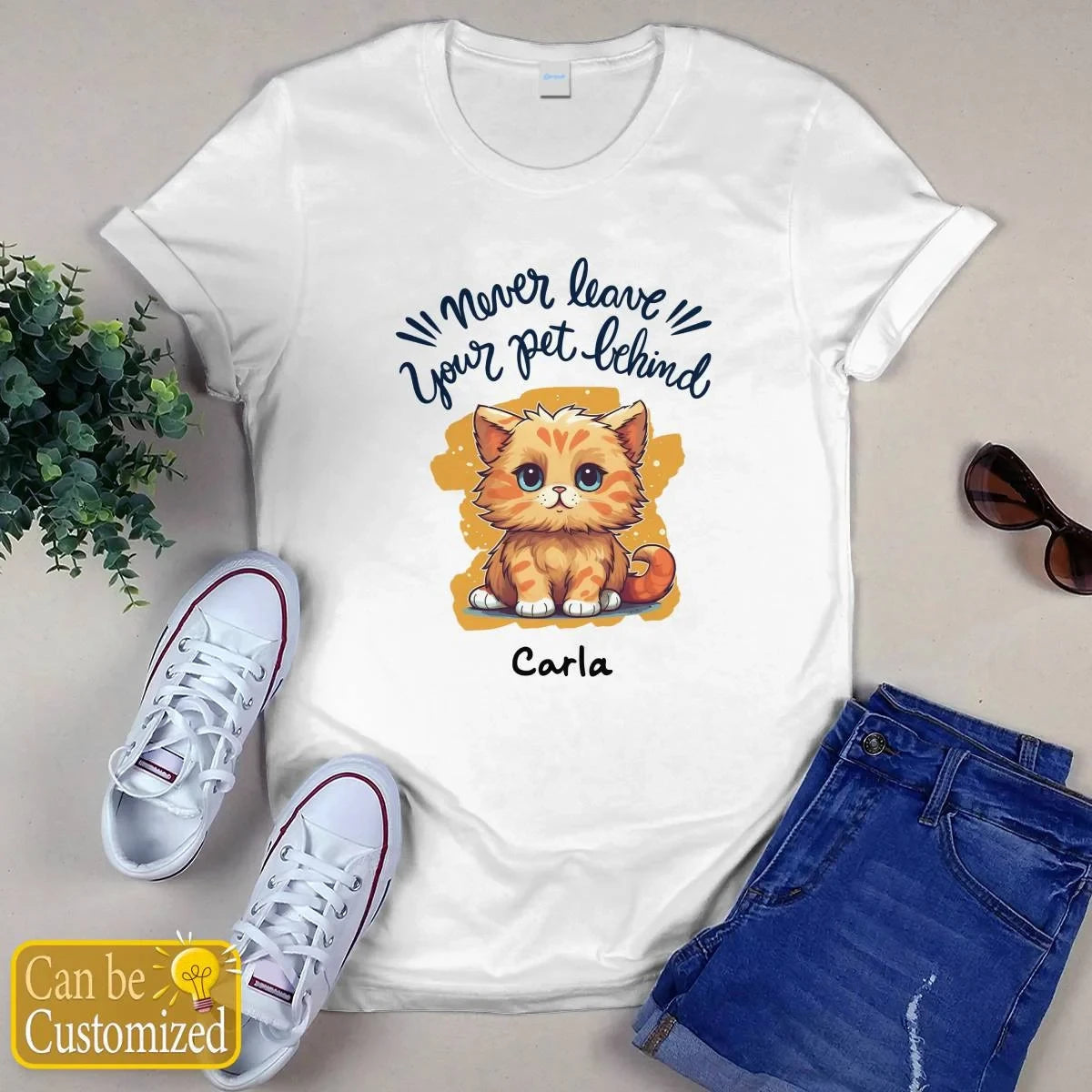 "Never Leave Your Pet Behind" Quotes with Name Tee