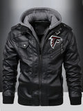 Atlanta Falcons Premium & Ultra-Thick Leather Jacket with Fleece Hood with Fleece Hood HVKC964 - Premium & Ultra-Thick Leather Jacket with Fleece Hood