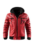 Premium & Ultra-Thick Leather Jacket with Fleece Hood Arizona Cardinals VATY824