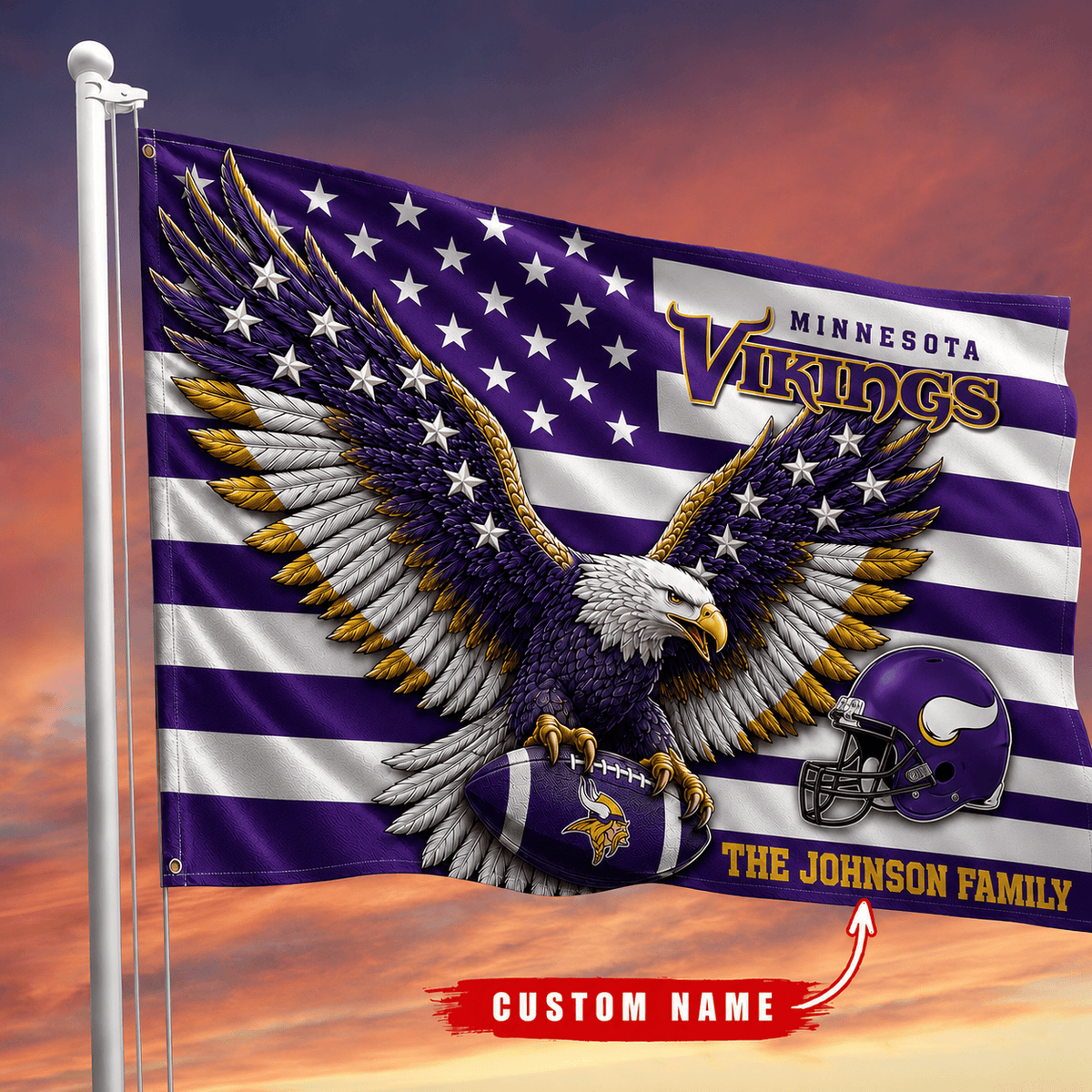 Minnesota Vikings-Flag-Custom Name VA3077