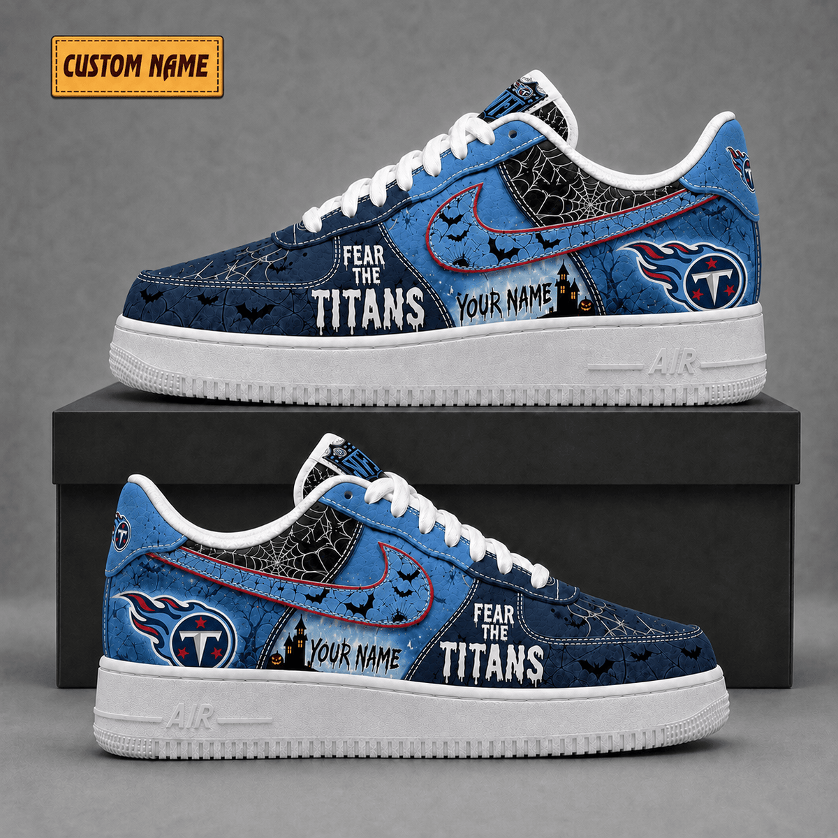 Tennessee Titans | Premium NFL Fear The Team Halloween AF1 Sneakers - VA323522
