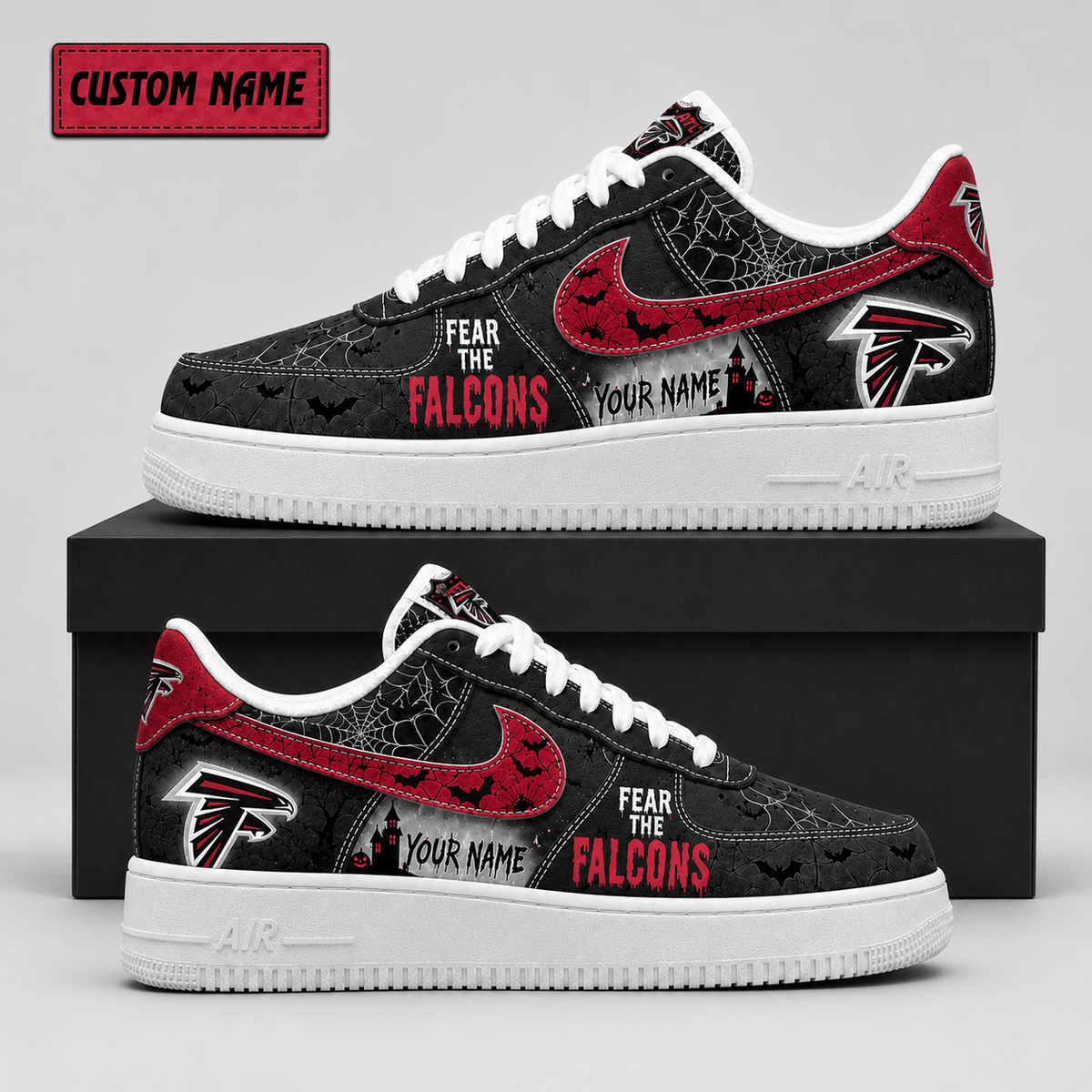 Atlanta Falcons | Premium NFL Fear The Team Halloween AF1 Sneakers - VA323537