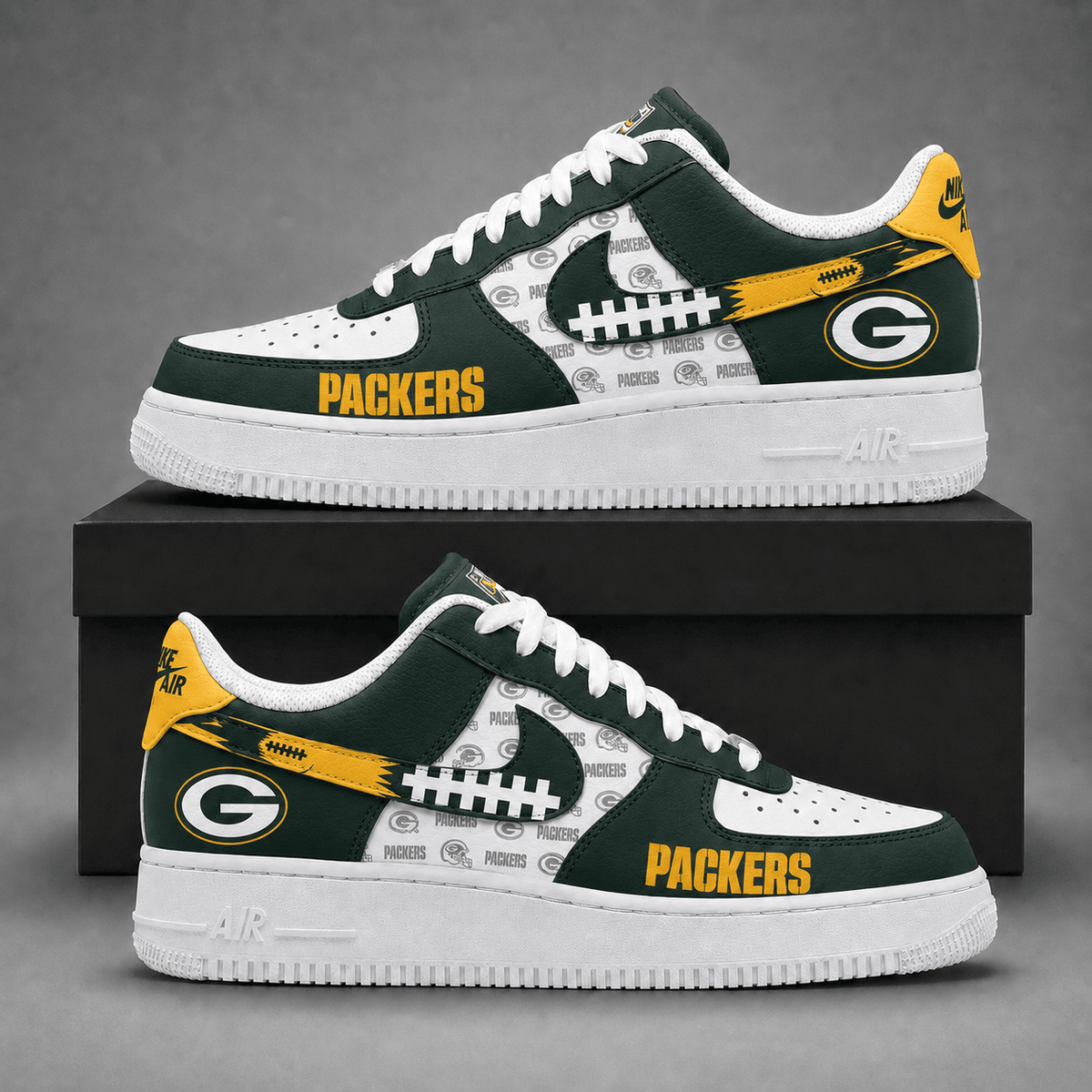Green Bay Packers | Premium NFL Fear The Team AF1 Sneakers Personalized - VA37430