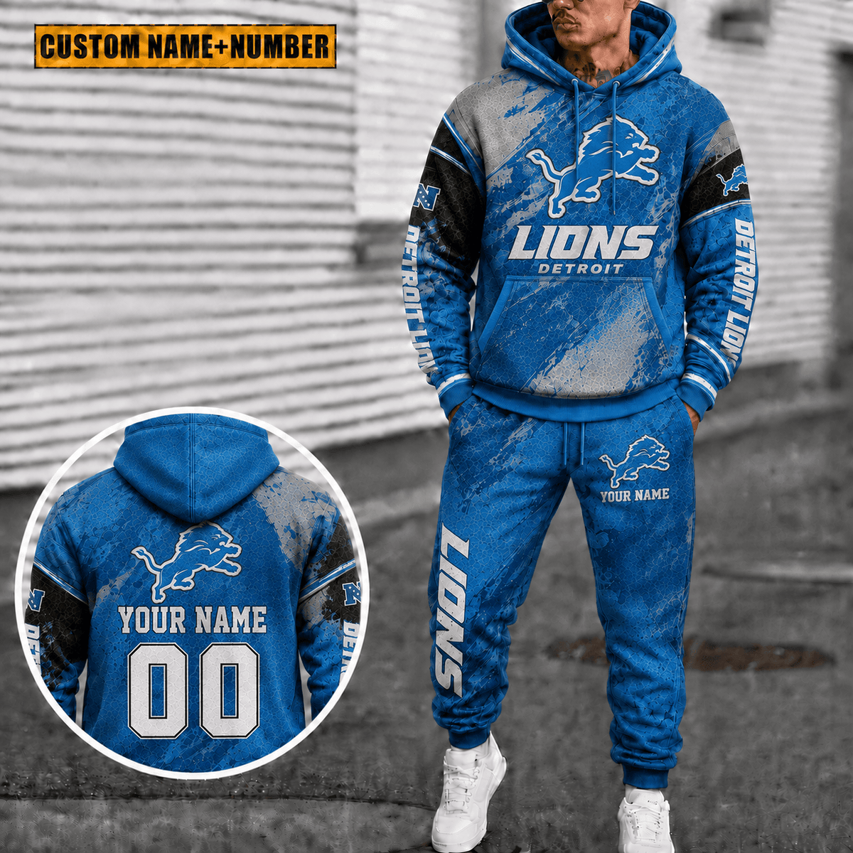 Detroit Lions Personalized Combo Hoodie And Sweatpants Gift For Fan VAN6142