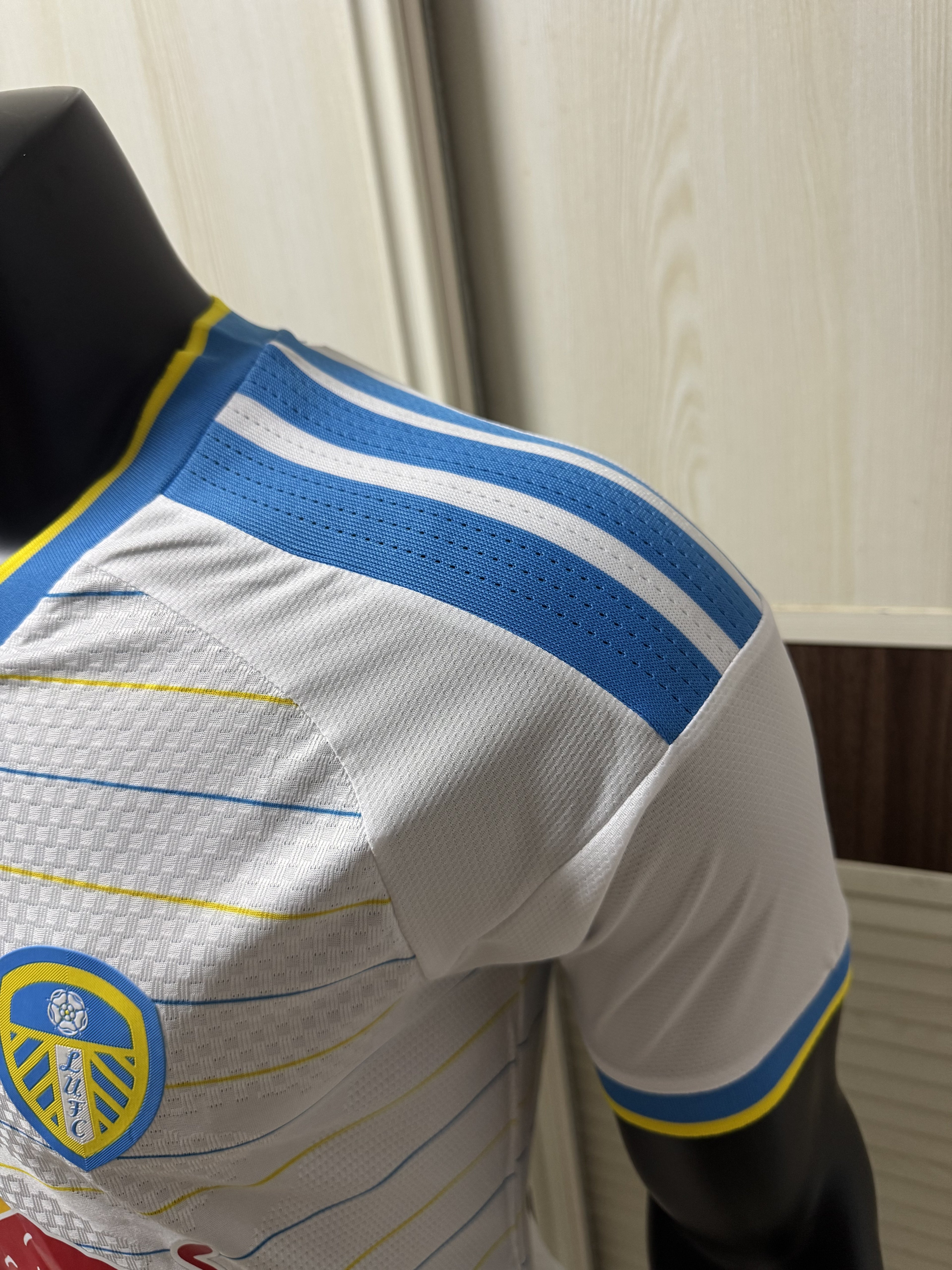 Leeds United 2627 WhiteBlueYellow Trim Player version home Jersey