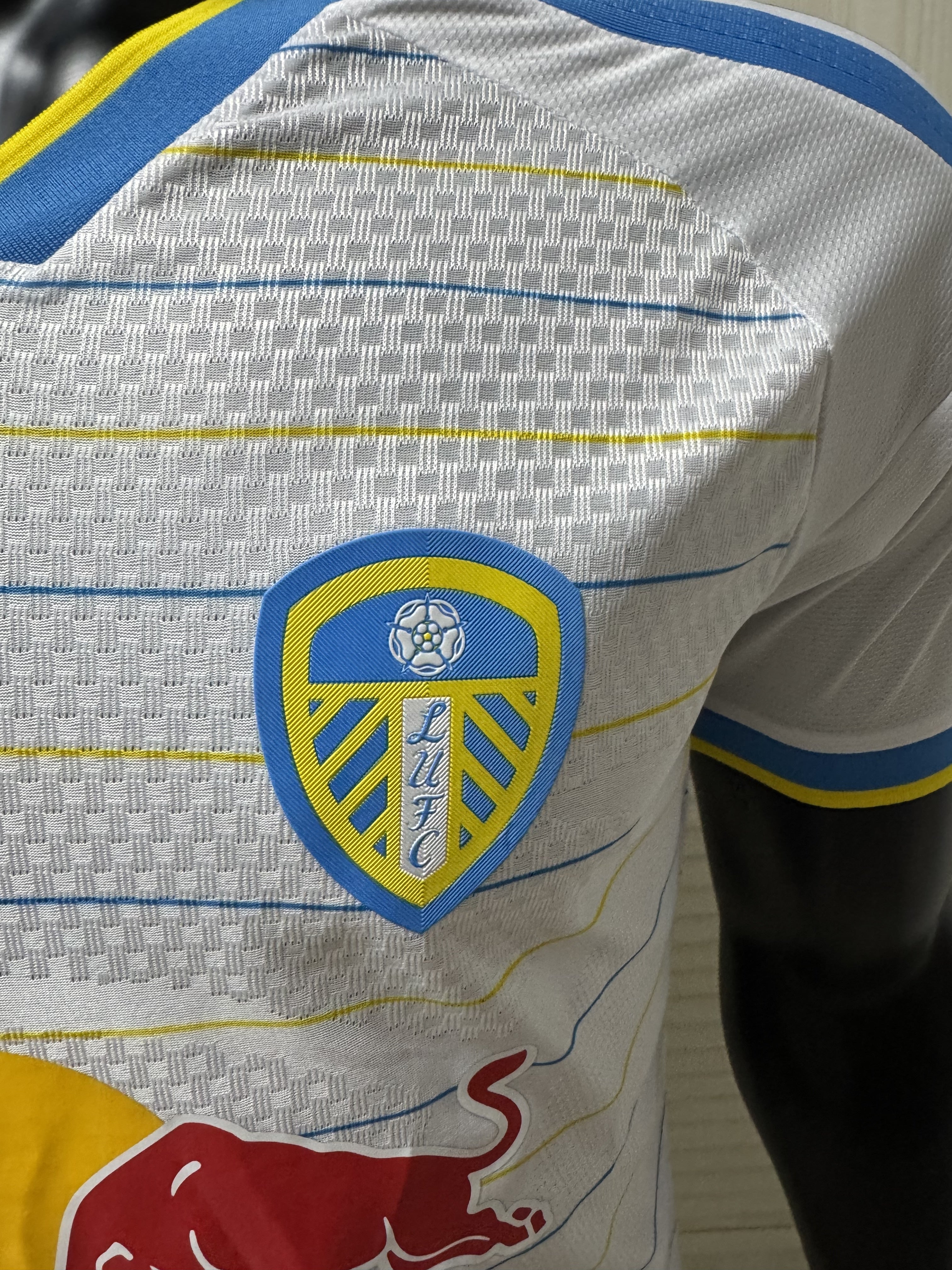 Leeds United 2627 WhiteBlueYellow Trim Player version home Jersey
