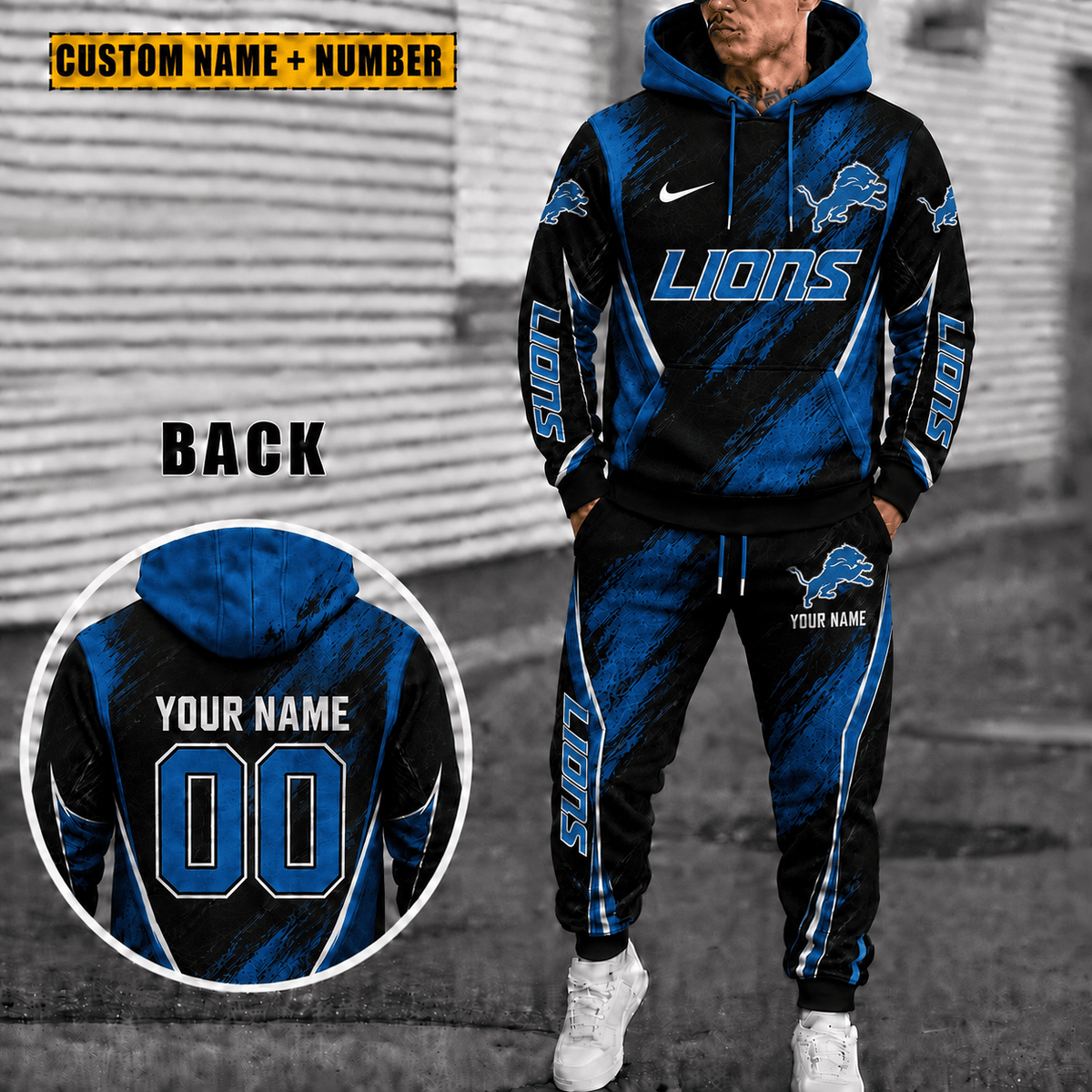 Detroit Lions Personalized Combo Hoodie And Sweatpants Gift For Fan VAN6632