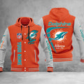 NFL Miami Dolphins (Your Name) Hooded Baseball Jacket 3D Nicegift HBJS8A1