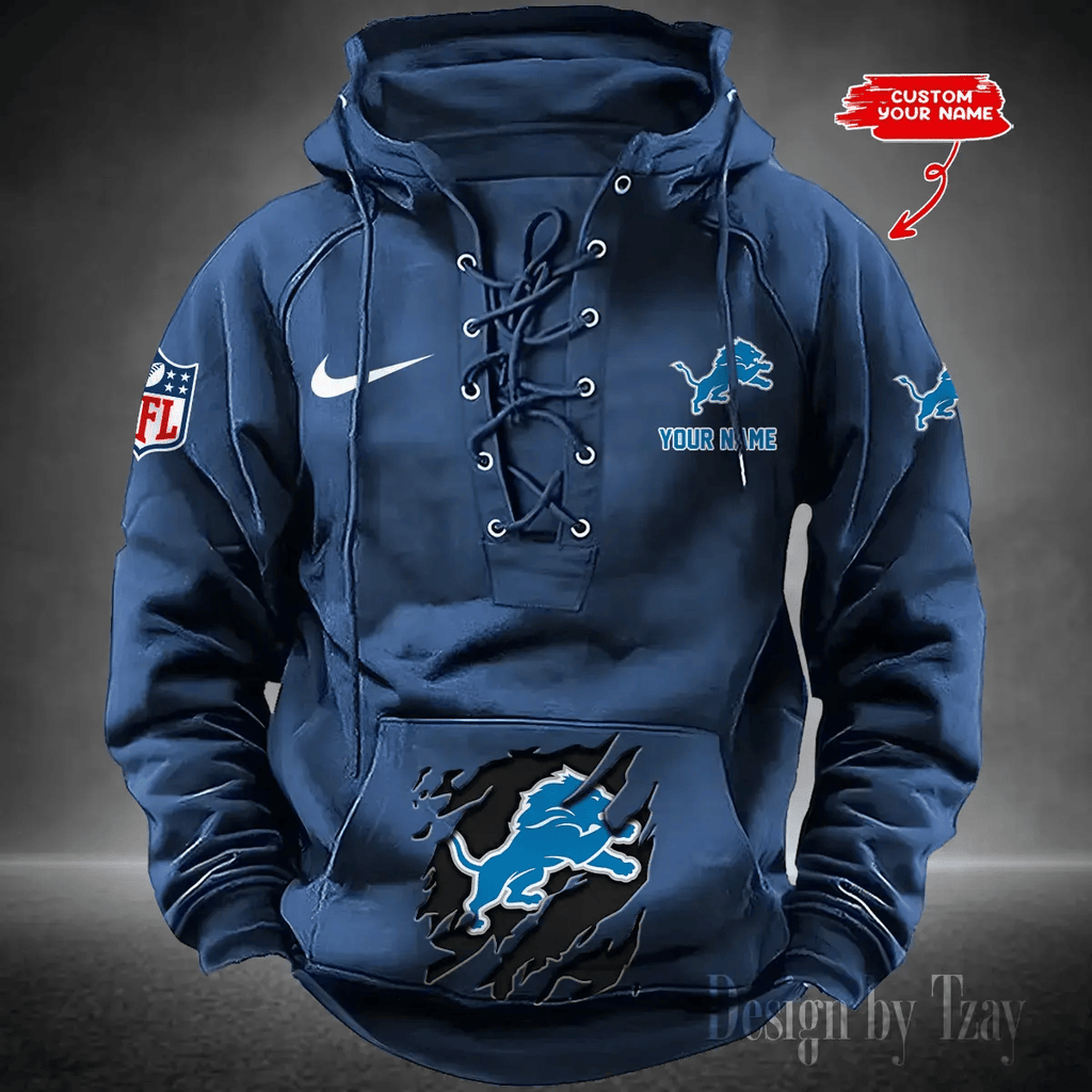 SPTS9HLUH011-Detroit Lions Men's Hooded Lace-up Hoodie