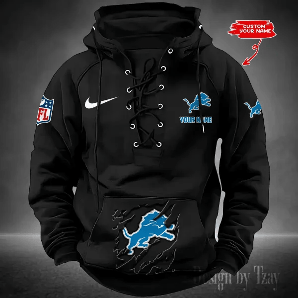 SPTS9HLUH011-Detroit Lions Men's Hooded Lace-up Hoodie