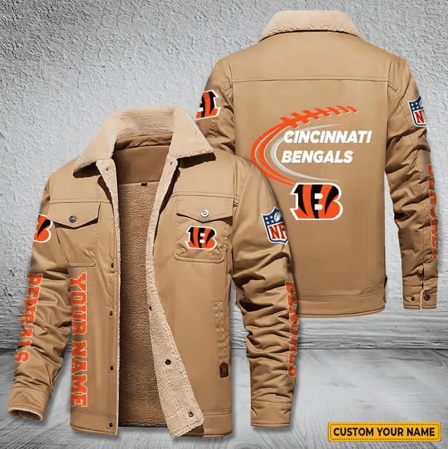 Cincinnati Bengals Personalized Men's Winter Cargo Jacket Fur Collar Fleece S9WCJ007