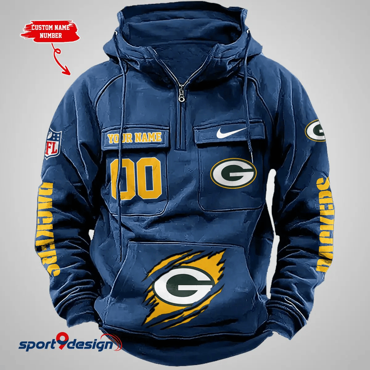 Green Bay Packers Vintage Men Hoodie AZVMHD158