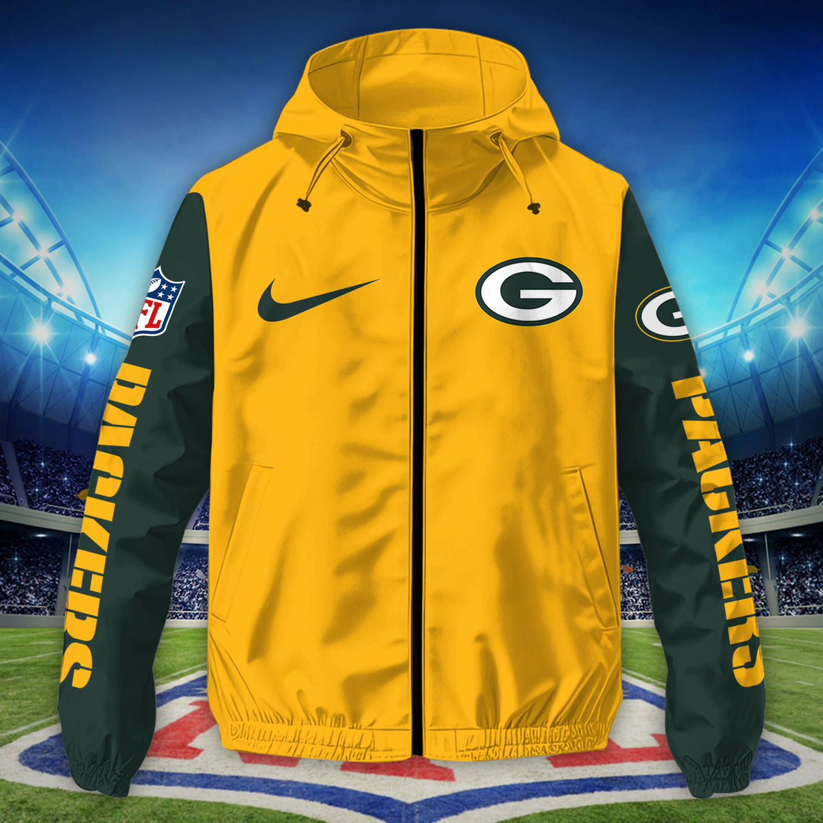 Green Bay Packers Custom Windbreaker Outdoor Jacket Sport Fan Gift SPTWJACKET044