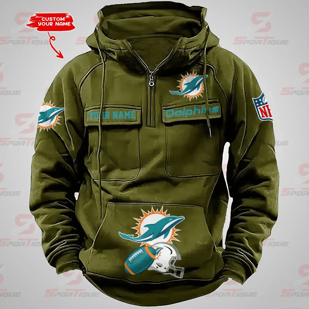 Miami Dolphins Vintage Men Hoodie AZVMHD370