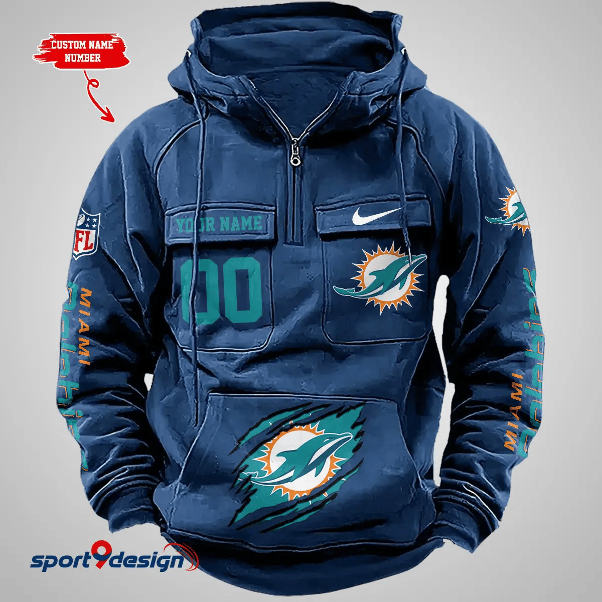 Miami Dolphins Vintage Men Hoodie AZVMHD148