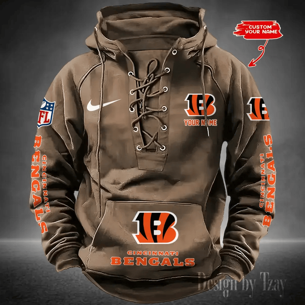SPTS9HLUH071-Cincinnati Bengals Men's Hooded Lace-up Hoodie