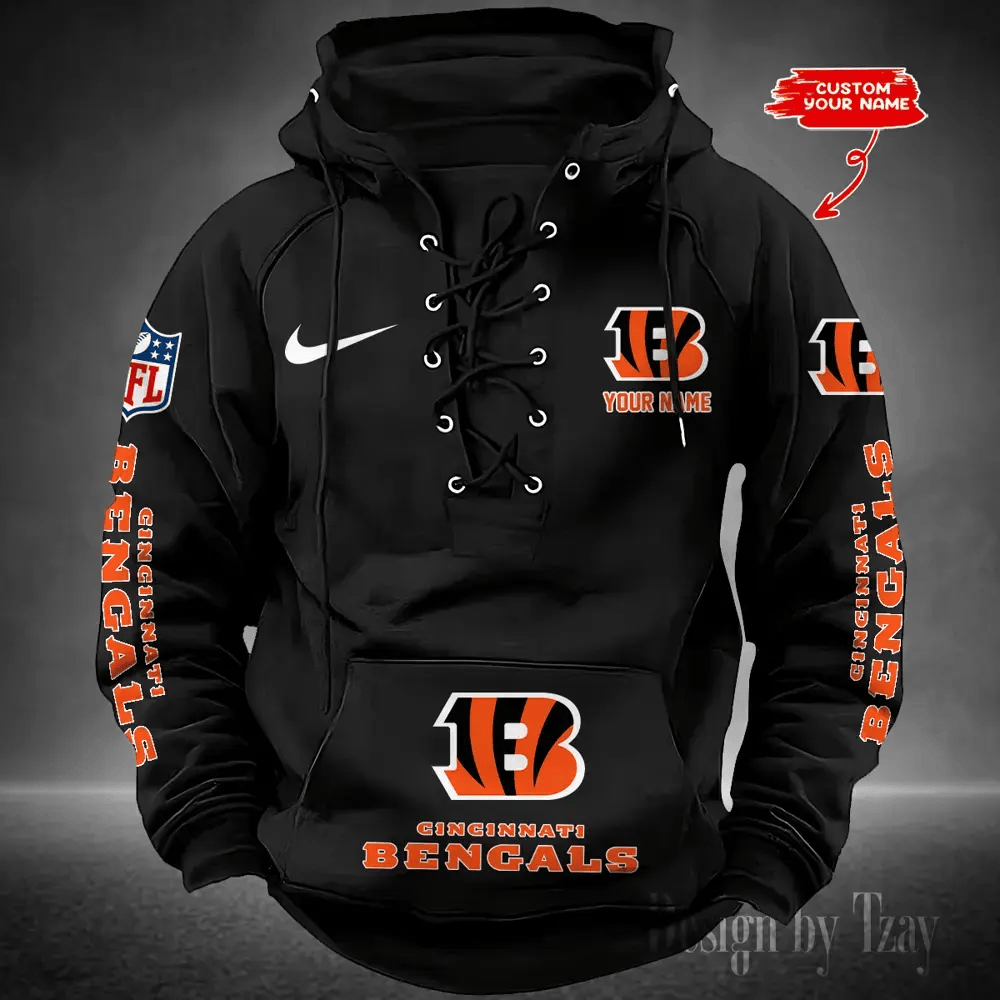 SPTS9HLUH071-Cincinnati Bengals Men's Hooded Lace-up Hoodie