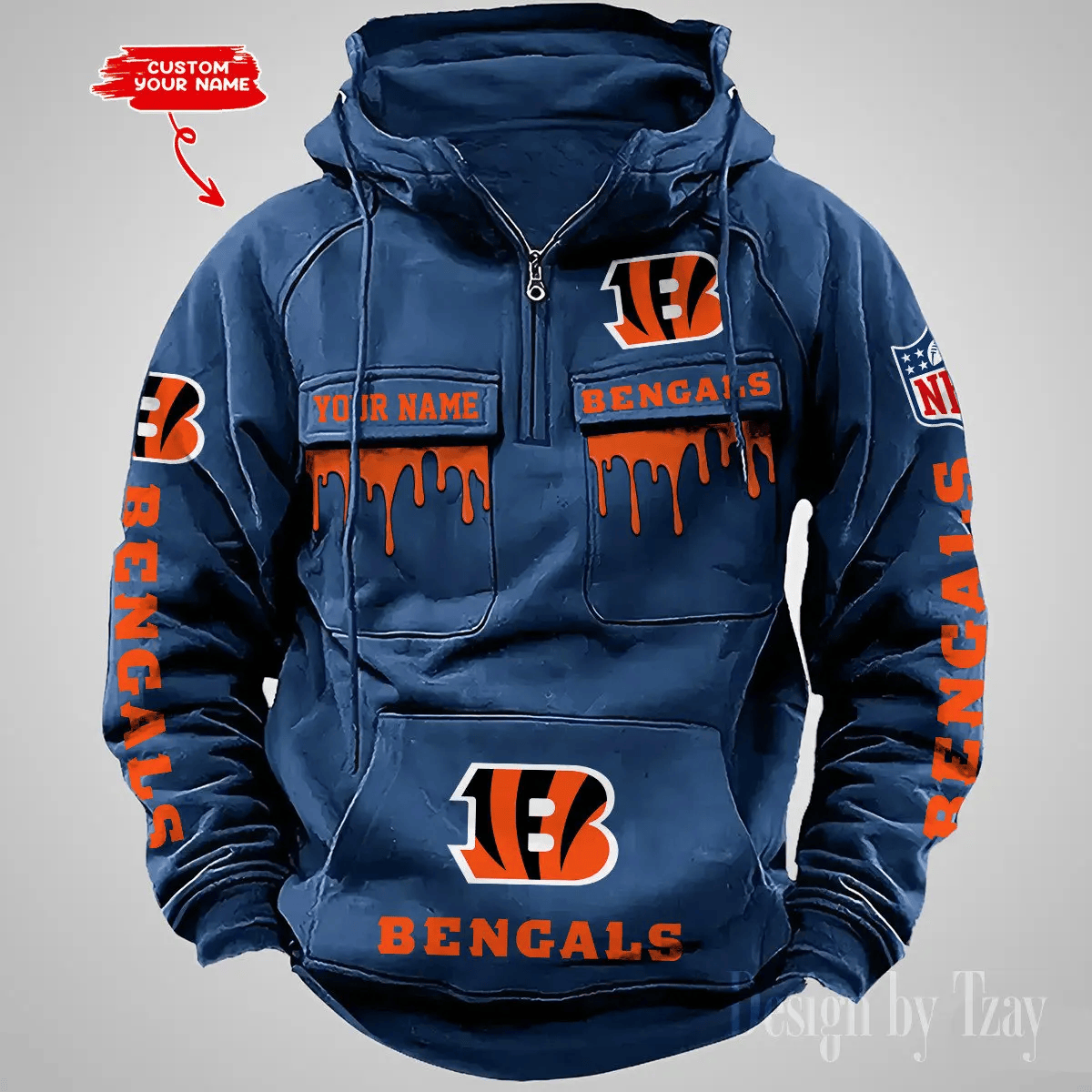 SPTAZVMHD482-Cincinnati Bengals Vintage Men Hoodie DV22