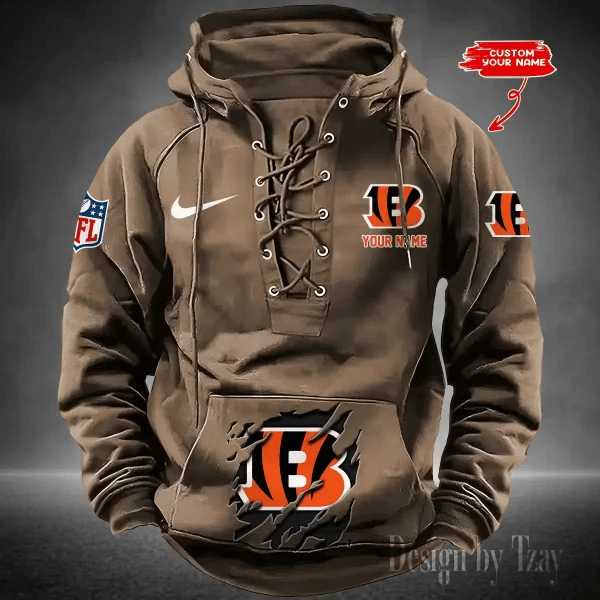 SPTS9HLUH007-Cincinnati Bengals Men's Hooded Lace-up Hoodie