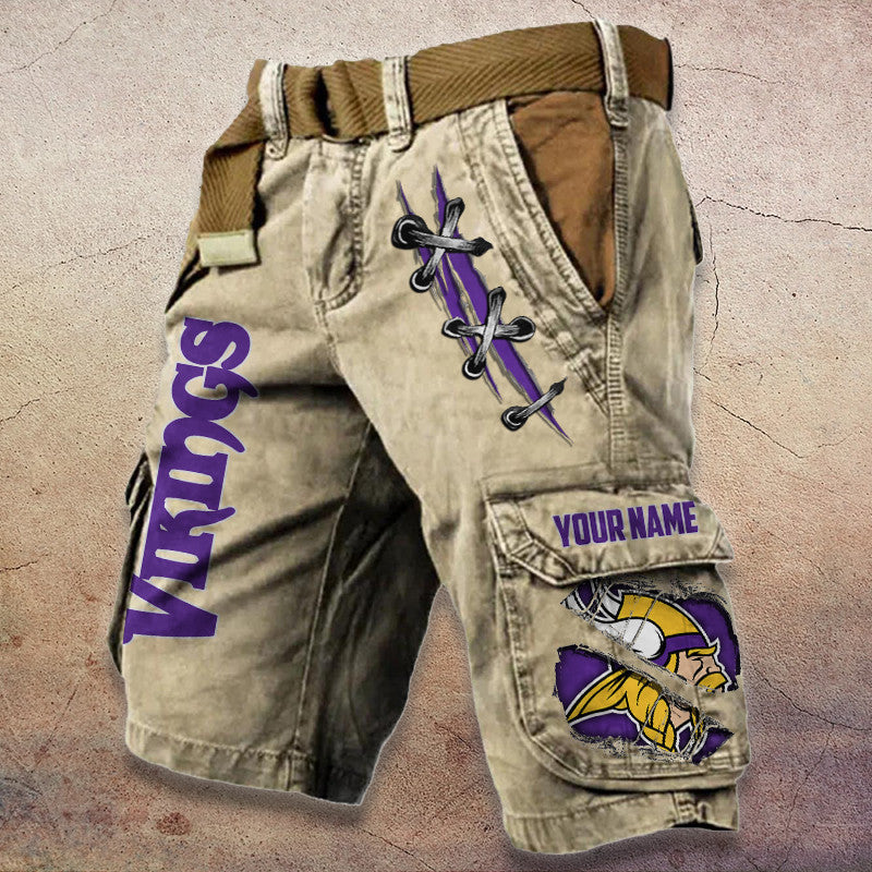 Minnesota Vikings Pocket Print Cargo Shorts (Belt Not Included) S9MCS150