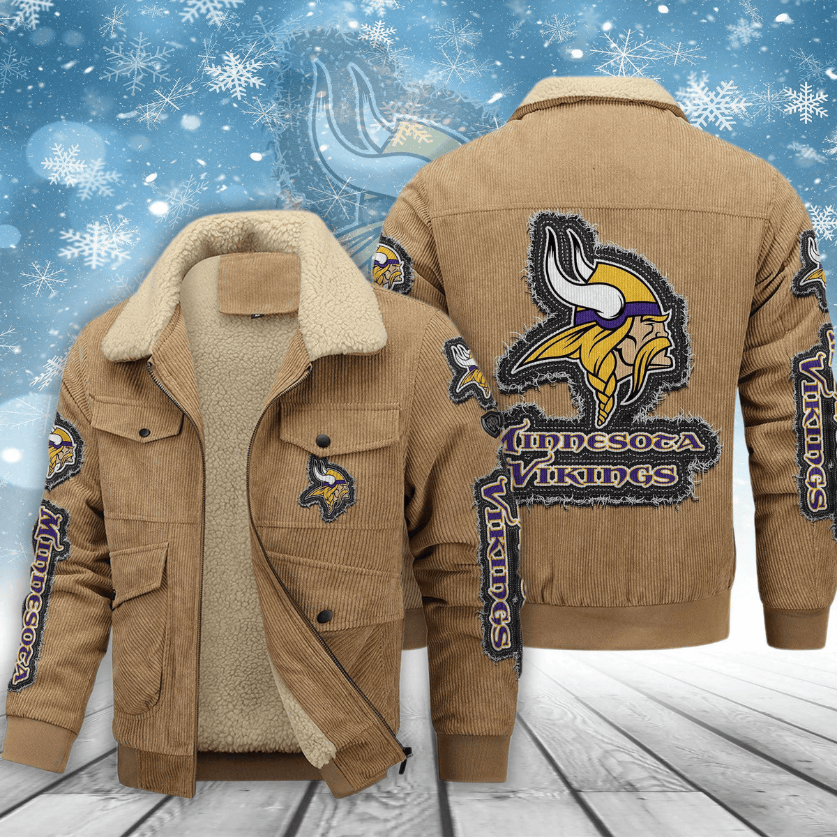 Minnesota Vikings Men's Thickened Corduroy Jacket ANZVITCJ020
