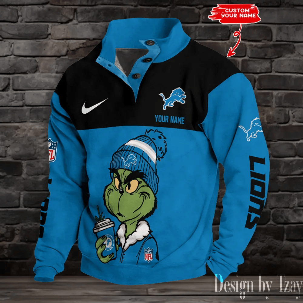 Detroit Lions Premium Stand-Collar Game-Day Pullover - Engineered Warmth & Personalized Name S9DBSCH710