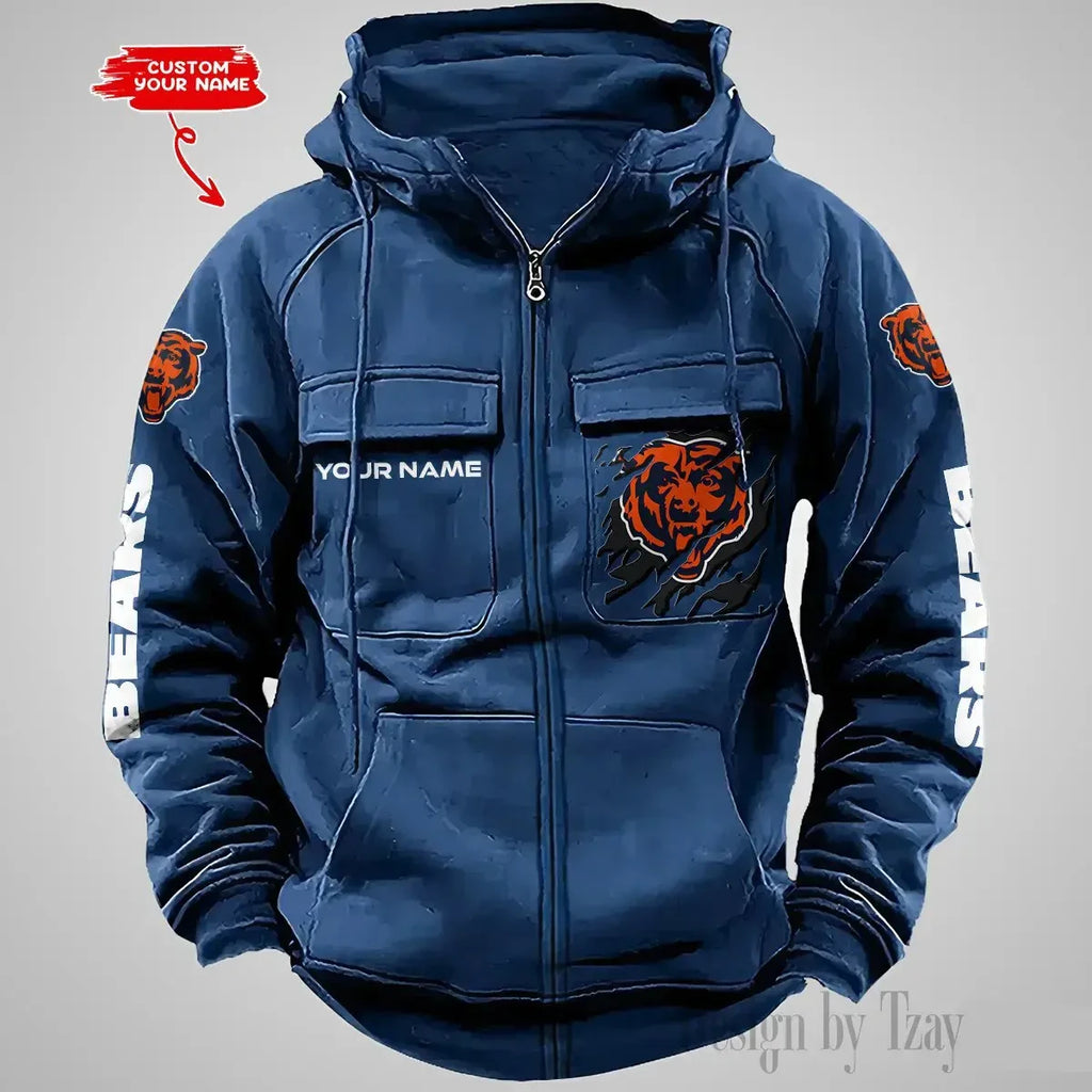 Chicago Bears Vintage Men Hoodies Zipup DV5 AZVMHD037