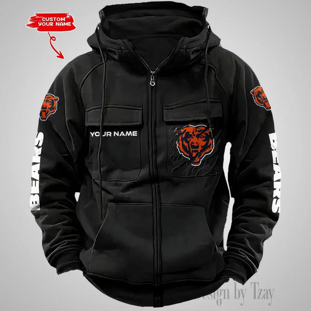 Chicago Bears Vintage Men Hoodies Zipup DV5 AZVMHD037