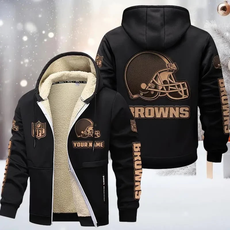 Cleveland Browns DMTZ0845 Premium Sherpa-Lined Winter Hoodie – Personalized Edition