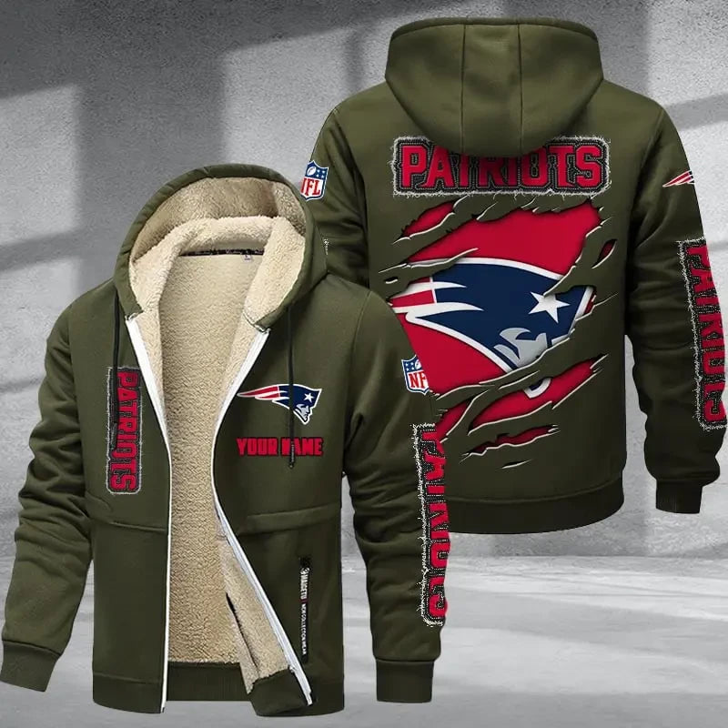 New England Patriots DMTZ0375 Premium Thick Zip-Up Hoodie