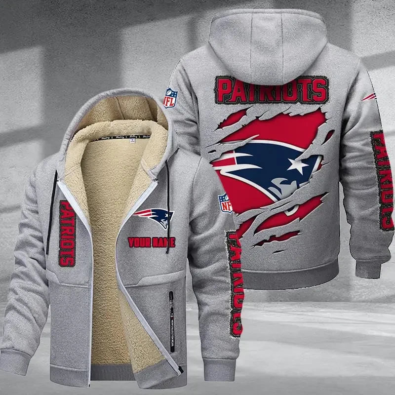 New England Patriots DMTZ0375 Premium Thick Zip-Up Hoodie