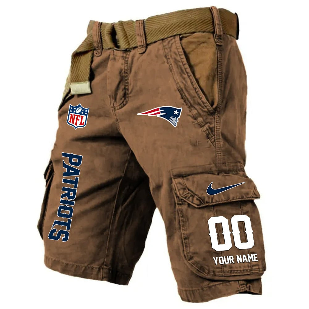 New England Patriots Pocket Print Cargo Shorts (Belt Not Included) S9MCS203