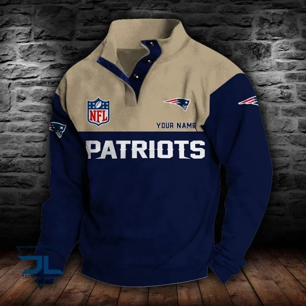New England Patriots Premium Stand-Collar Game-Day Pullover - Engineered Warmth & Personalized Name S9DBSCH022