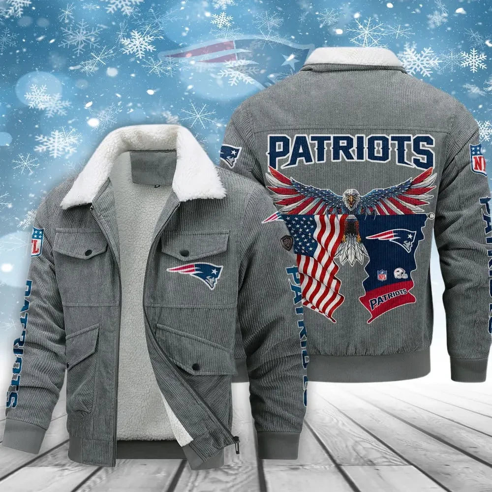 New England Patriots VITCJ093 Men’s Thickened Corduroy Jacket