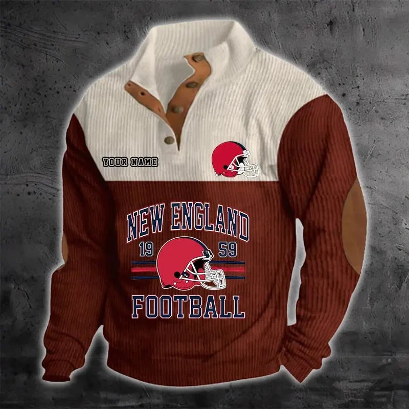 New England Patriots S9DBSCH1190 Color Block Stand Collar Sweatshirt