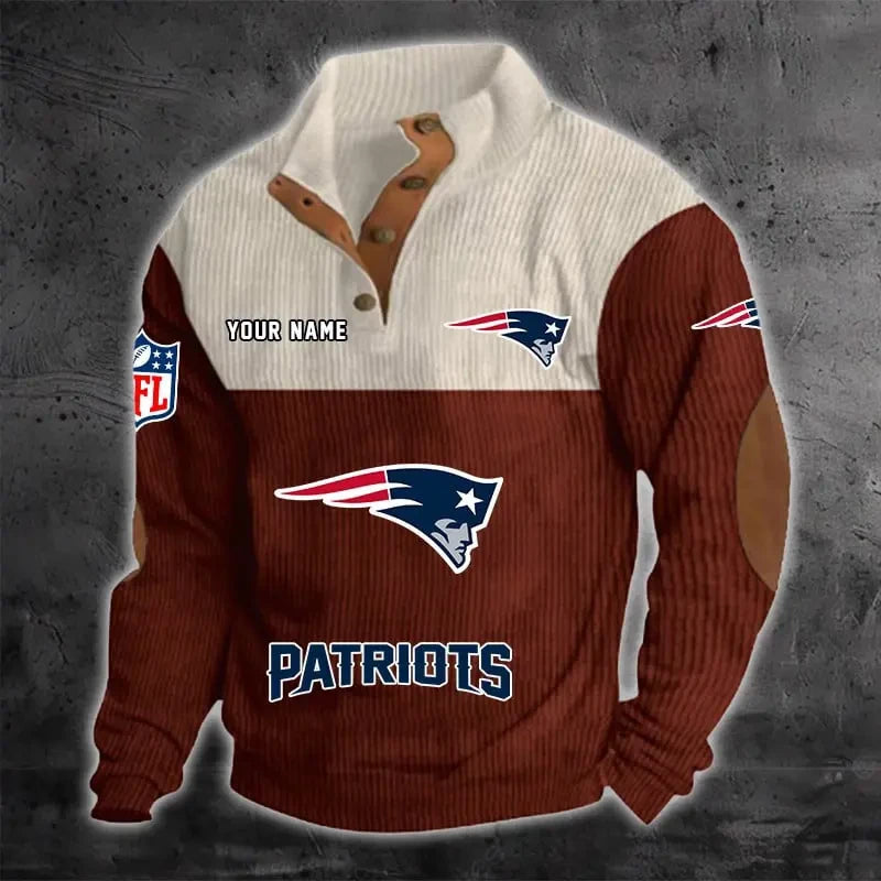 New England Patriots S9DBSCH1222 Color Block Stand Collar Sweatshirt