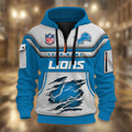Detroit Lions DMHT2368 3D Half-zip Hoodie