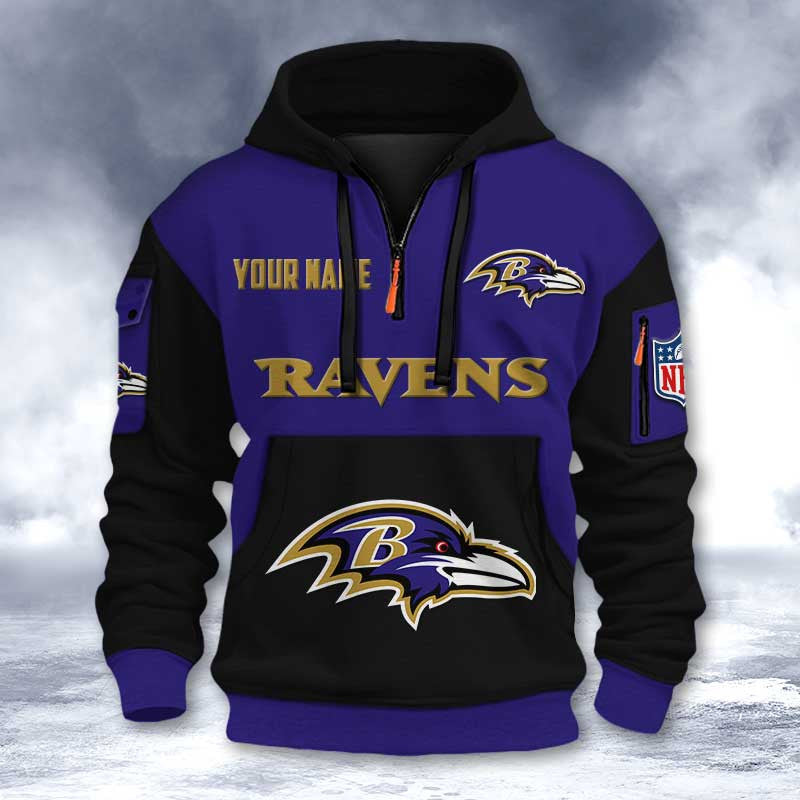 Baltimore Ravens DMHT2720 3D Half-zip Hoodie