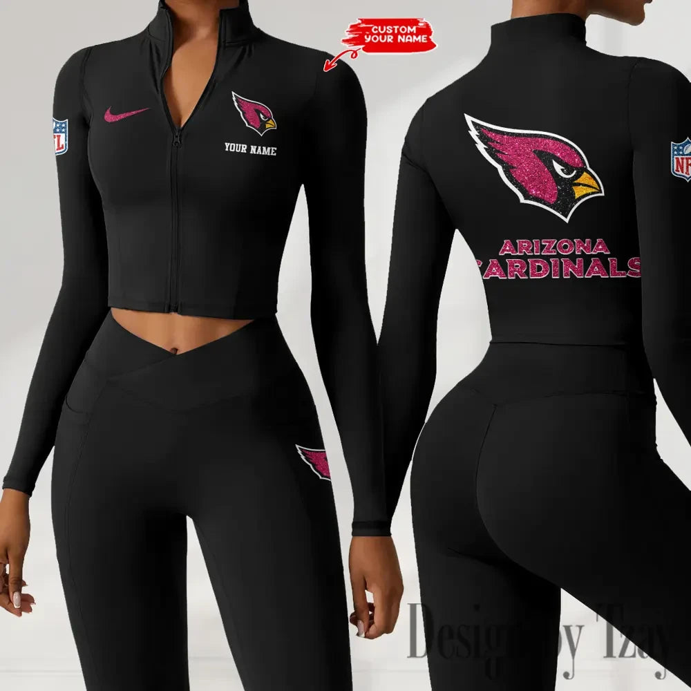 Arizona Cardinals Zipper Sports Top Women Gym Long Sleeve for Fitness SPTZSTW102