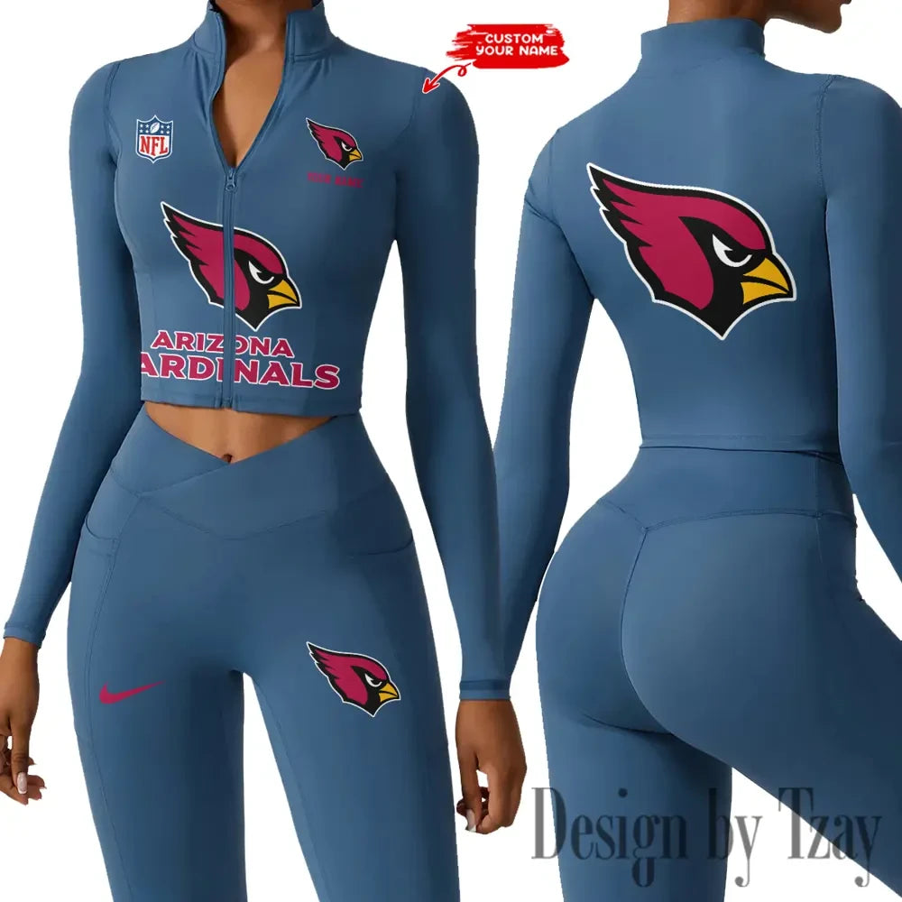 Arizona Cardinals Zipper Sports Top Women Gym Long Sleeve for Fitness SPTZSTW033