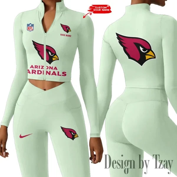 Arizona Cardinals Zipper Sports Top Women Gym Long Sleeve for Fitness SPTZSTW033