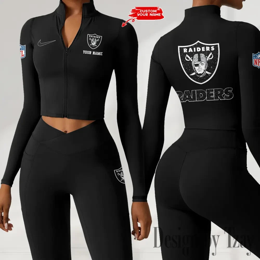 Las Vegas Raiders Zipper Sports Top Women Gym Long Sleeve for Fitness SPTZSTW118