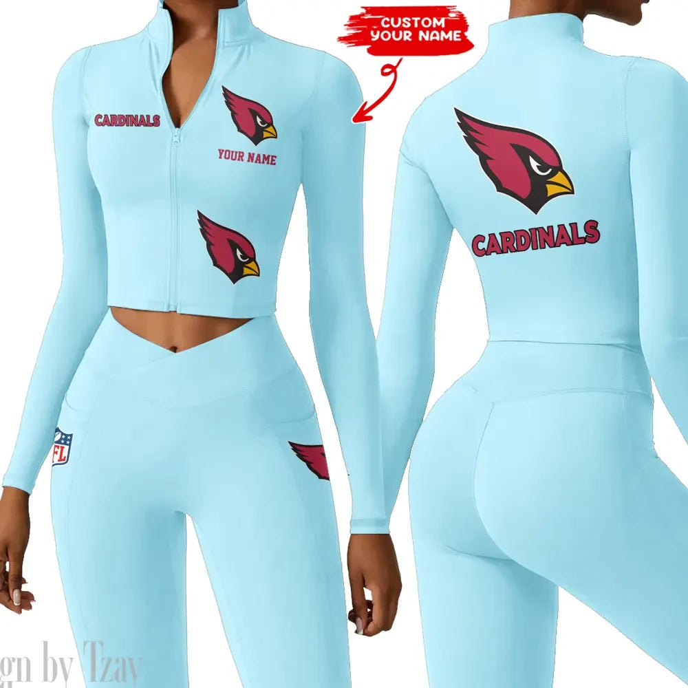 Arizona Cardinals Zipper Sports Top Women Gym Long Sleeve for Fitness SPTZSTW065