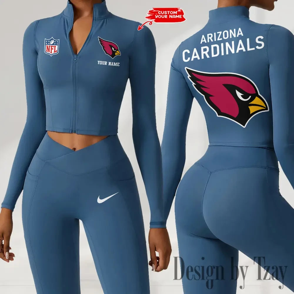Arizona Cardinals Zipper Sports Top Women Gym Long Sleeve for Fitness SPTZSTW097