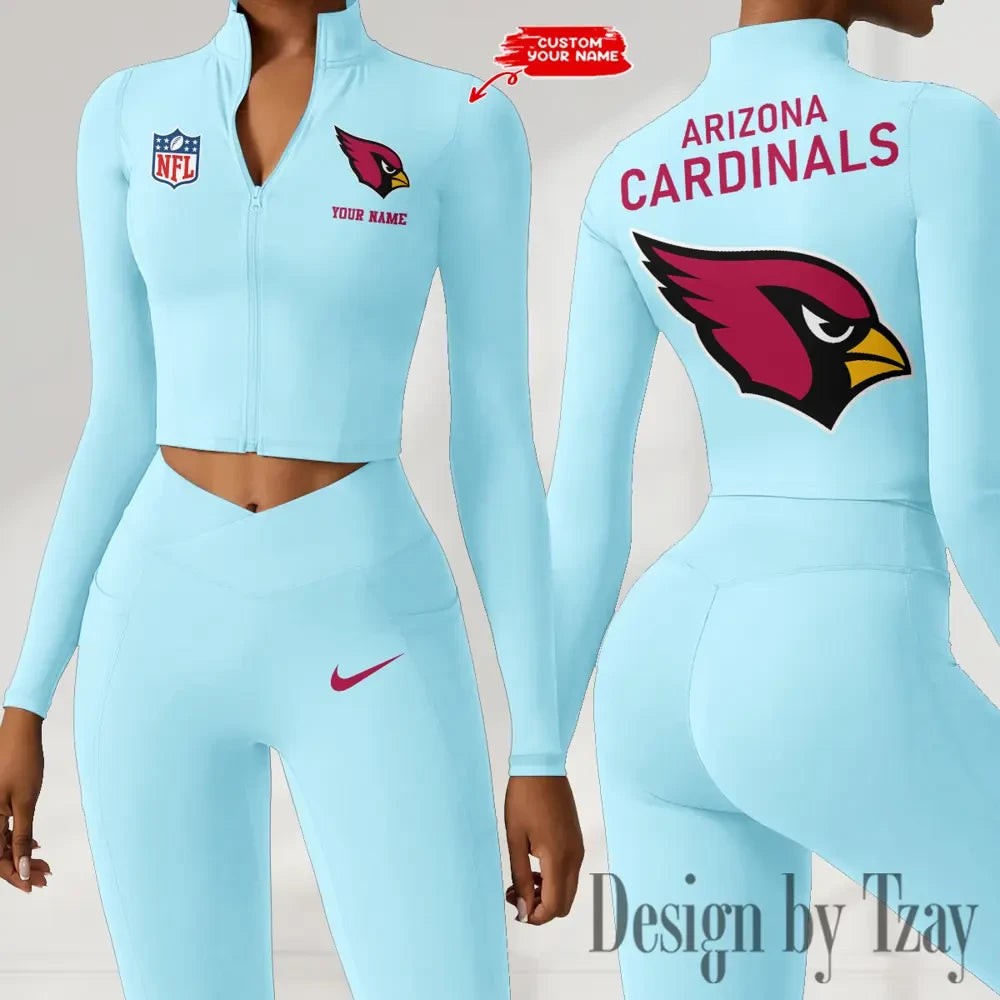 Arizona Cardinals Zipper Sports Top Women Gym Long Sleeve for Fitness SPTZSTW097