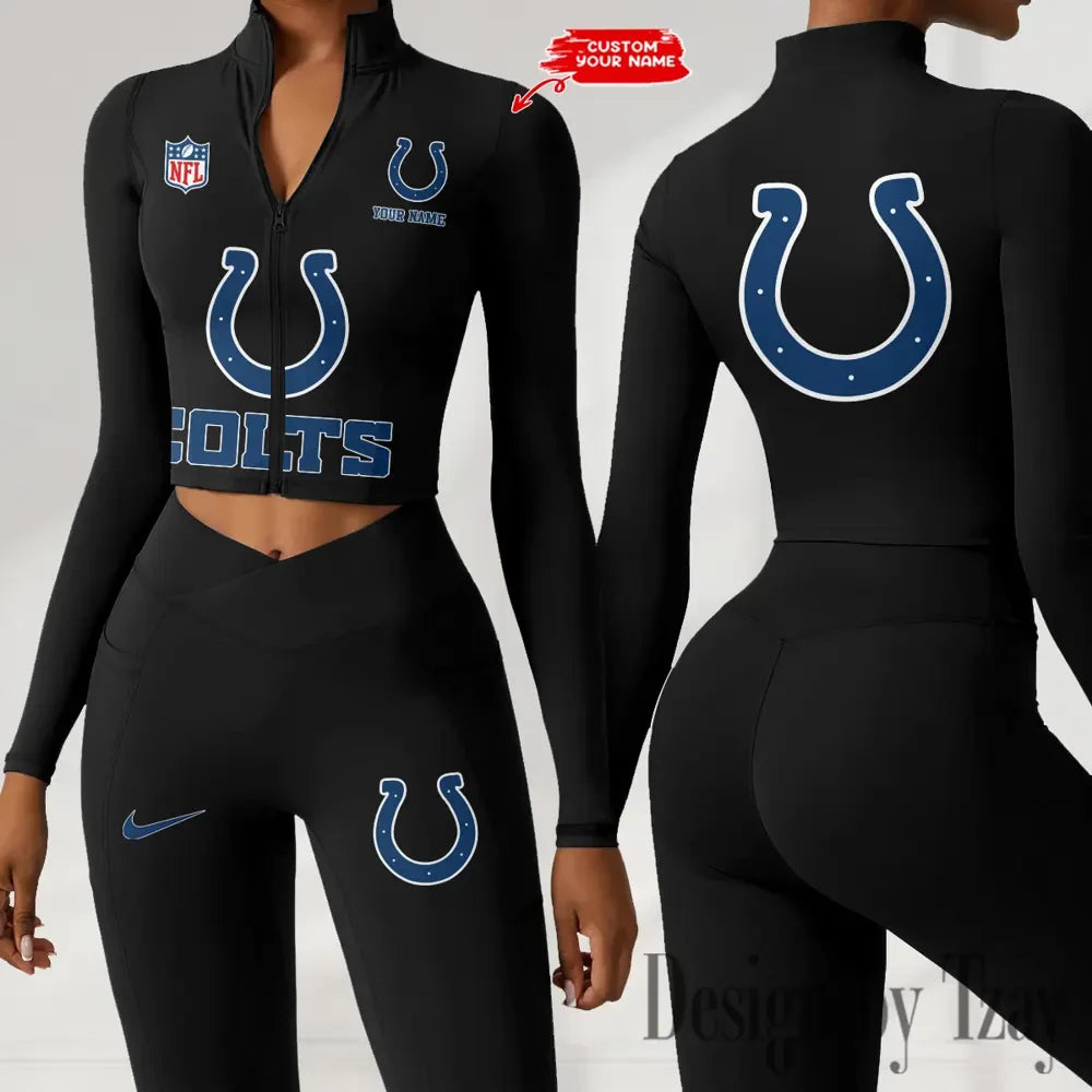 Indianapolis Colts Zipper Sports Top Women Gym Long Sleeve for Fitness SPTZSTW046