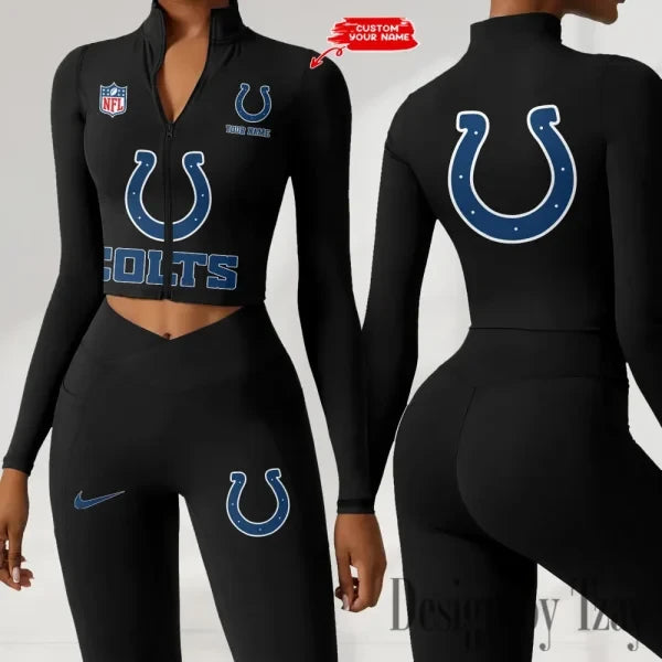 Indianapolis Colts Zipper Sports Top Women Gym Long Sleeve for Fitness SPTZSTW046
